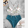 Two Piece Flower Print Swimsuit