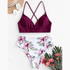 Two Piece Flower Print Swimsuit