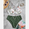 Two Piece Flower Print Swimsuit